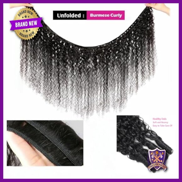 100% Human Hair Extensions 3c4a Water Wave Spiral Curly Ends Quick Weave main image 4